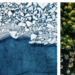 Abstract blue and white textured landscape artwork resembling fractured ice