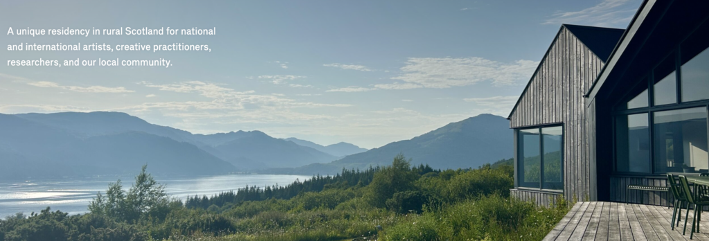 Cove Park artist residency in Scotland overlooking Loch Long with contemporary live-work studios and mountain landscape