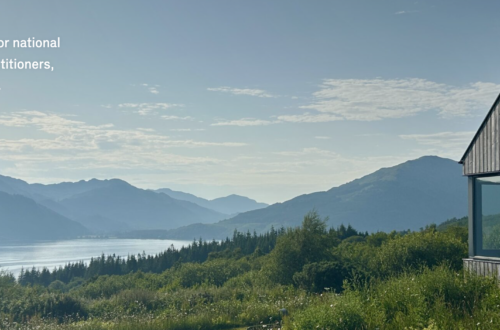 Cove Park artist residency in Scotland overlooking Loch Long with contemporary live-work studios and mountain landscape