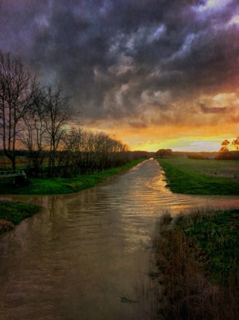 sunset view along river