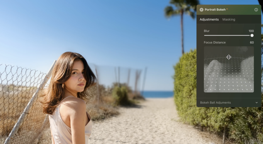 woman by a beach an example image with luminar neo