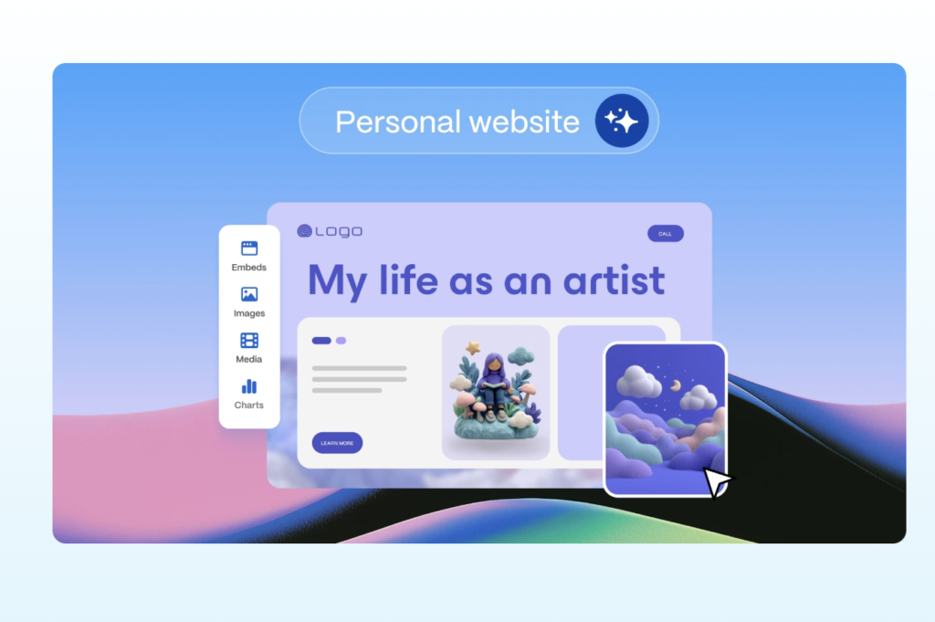 image show how to create a personal website in Gamma AI