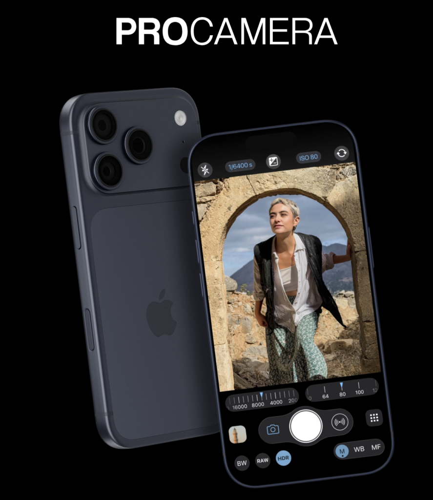 sample screen image of pro camera app