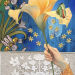 art painting with iPad of a hand holding a yellow lilly flower